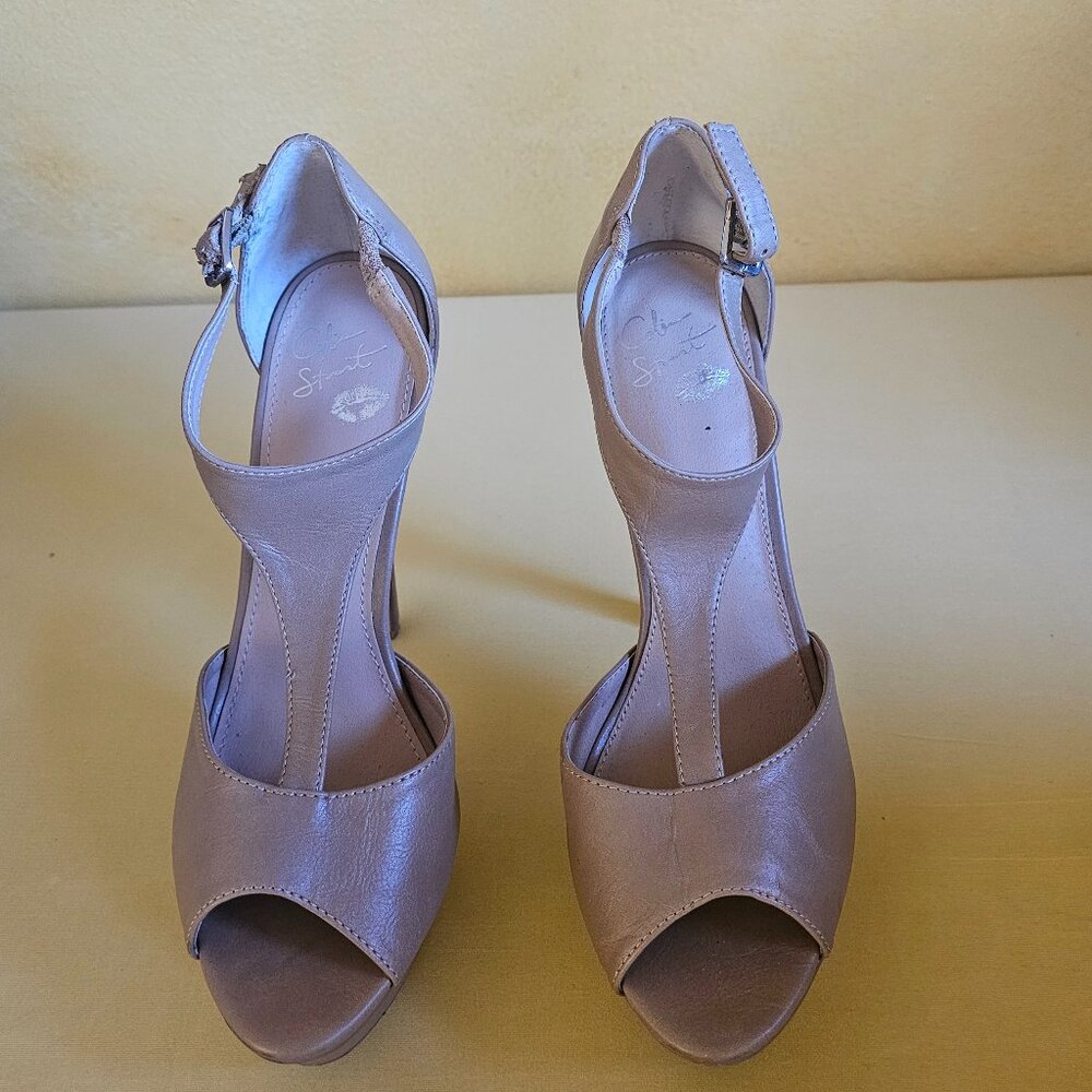 Collin Stuart Beige High-Heeled Open Toe Shoe, Size 8.5B